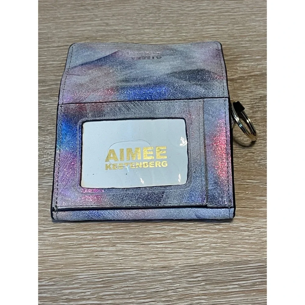 Aimee Kestenberg Iridescent Glitter Card Case Wallet w/ Key‎ Ring ID Window I08